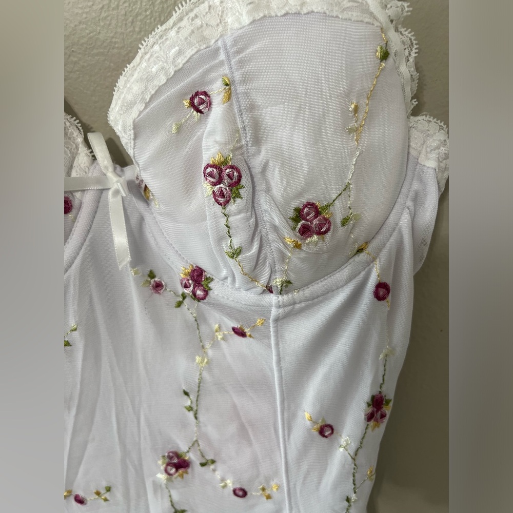 Sugar Thrillz White Floral Corset Mini Dress Coquette Fairycore Y2K NWT XL - Picture 11 of 11